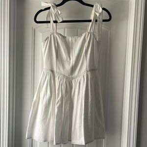 White Denim Dress with Bow Straps